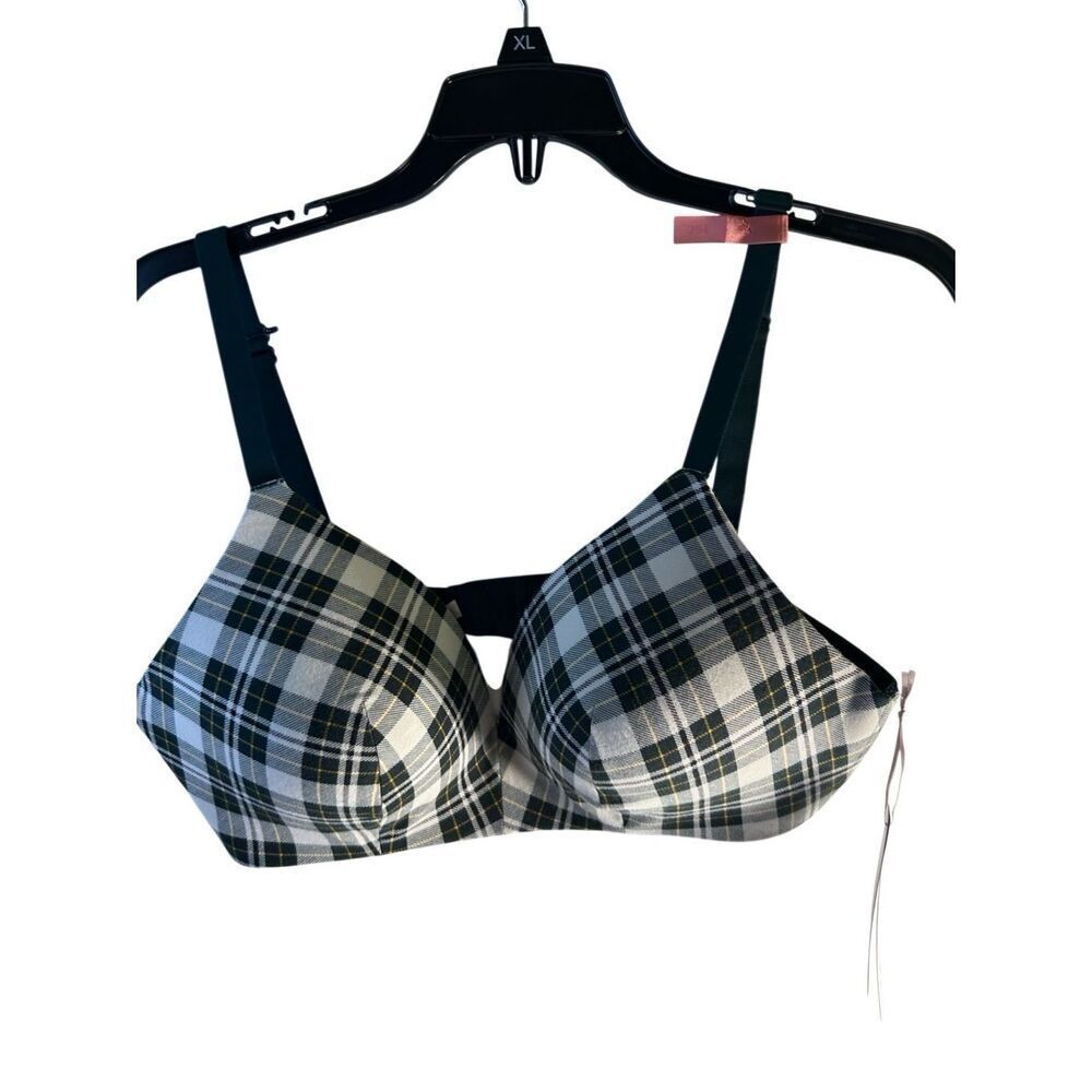 Ambreille Bra new‎ green plaid no wire wirefree full coverage